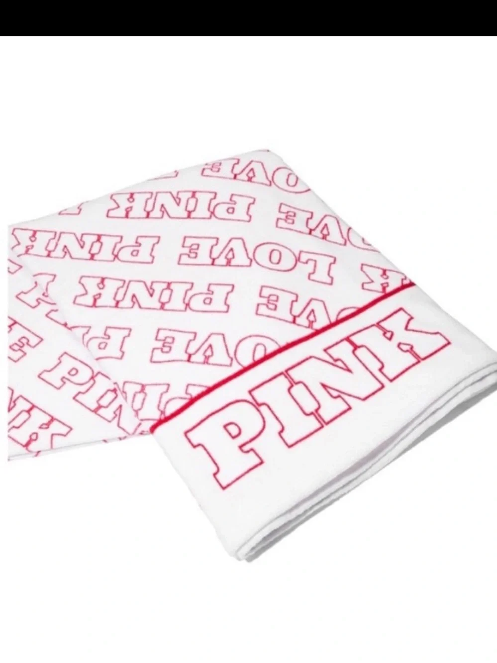 PINK Victoria's Secret Black and Light Pink Logo Duffle with Towel